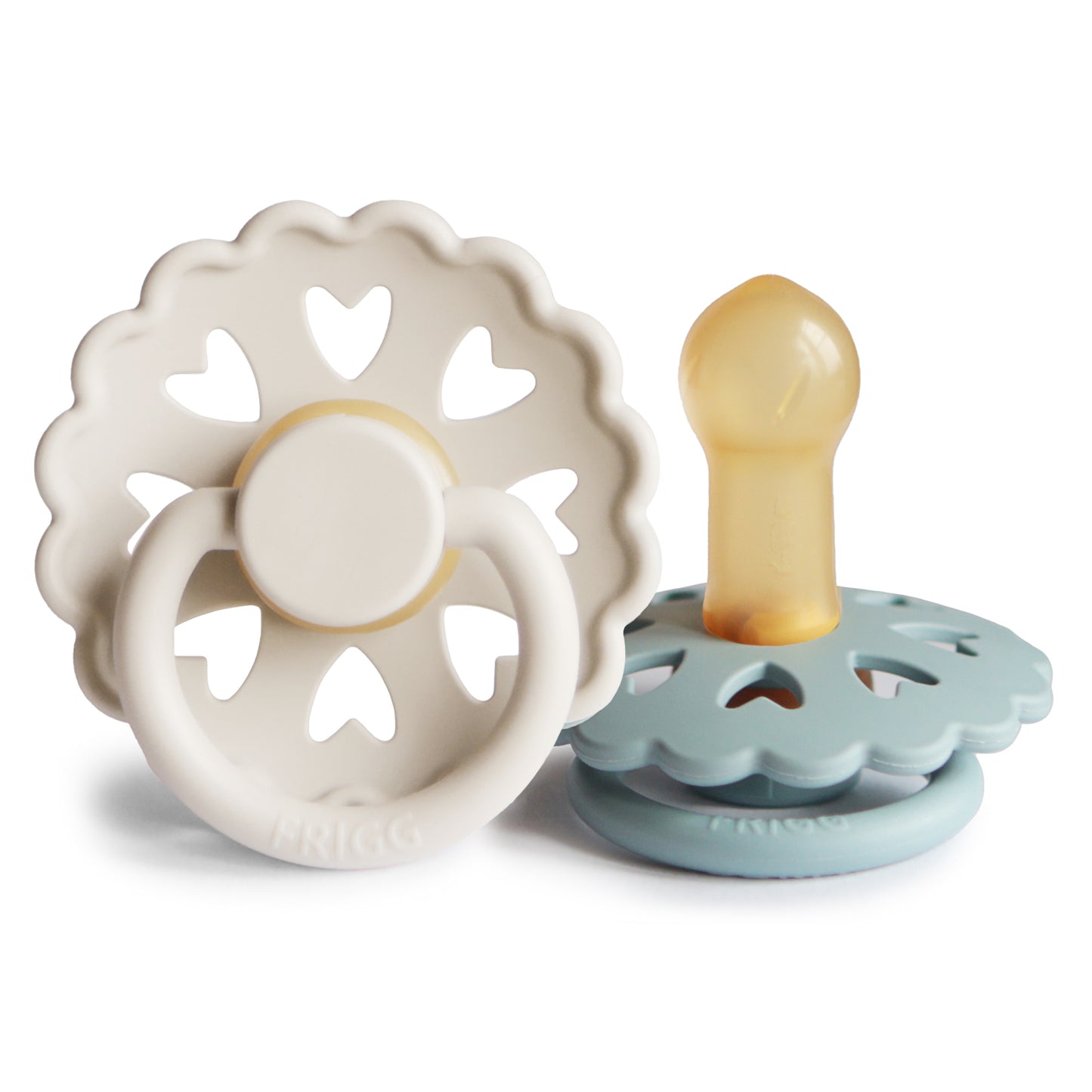 FRIGG Andersen Fairytale Natural Rubber Pacifier 2-Pack (Cream/Stone Blue)