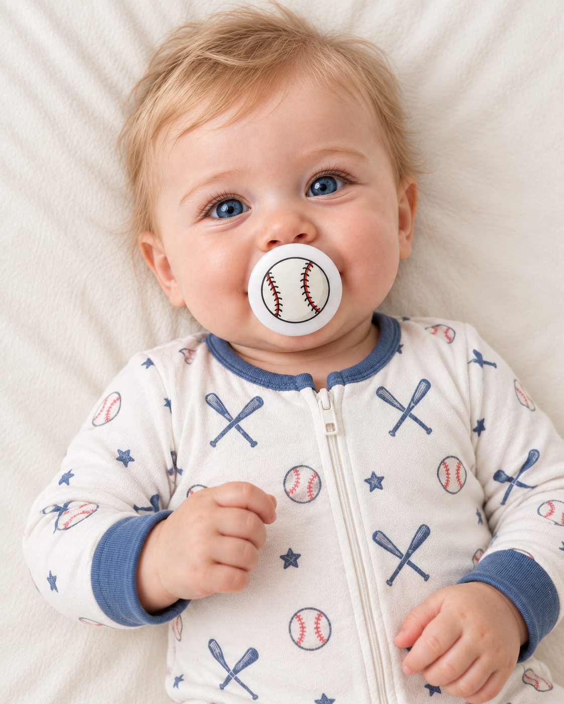 Baseball pacifier cover lifestyle photo