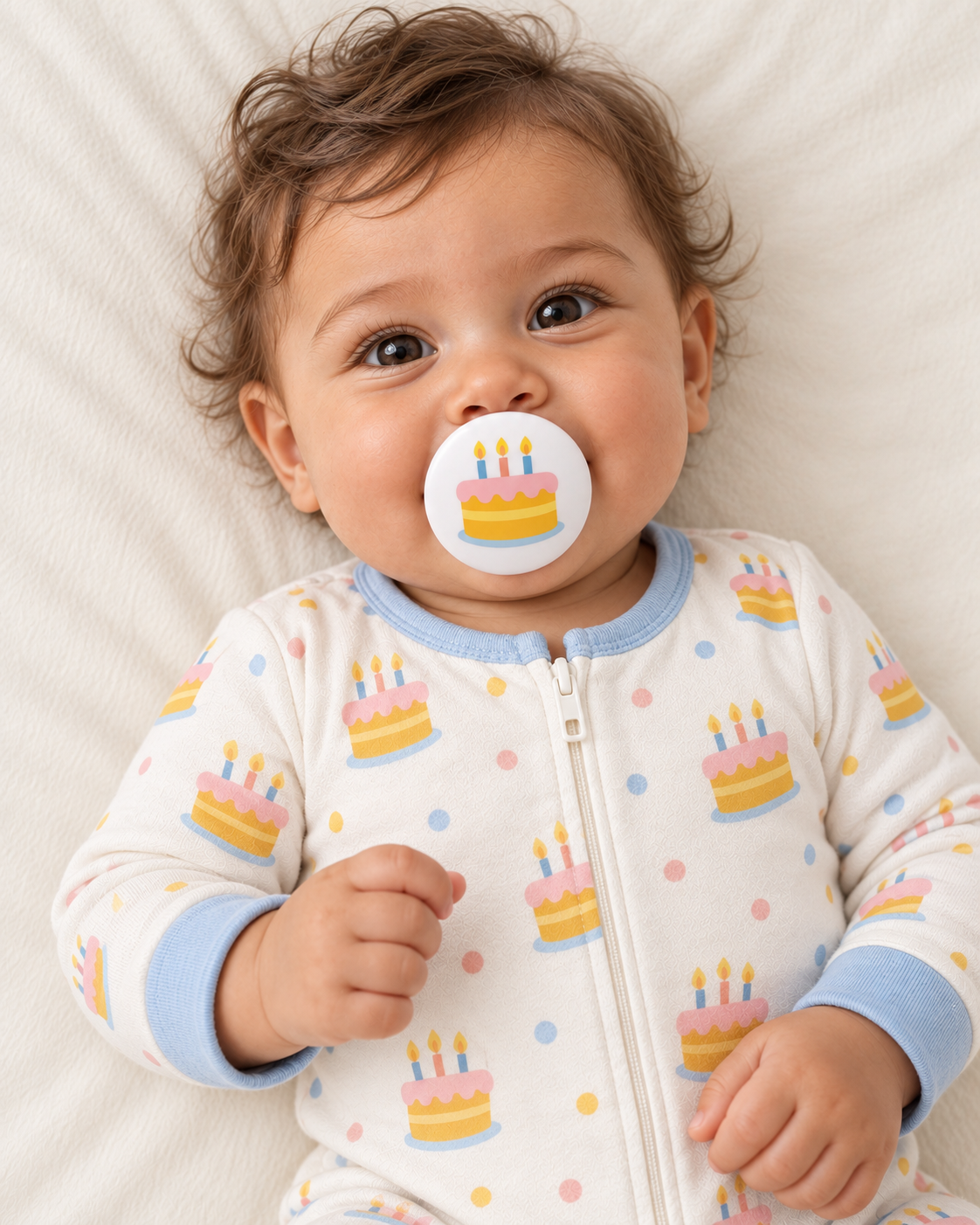 Birthday Cake pacifier cover lifestyle photo