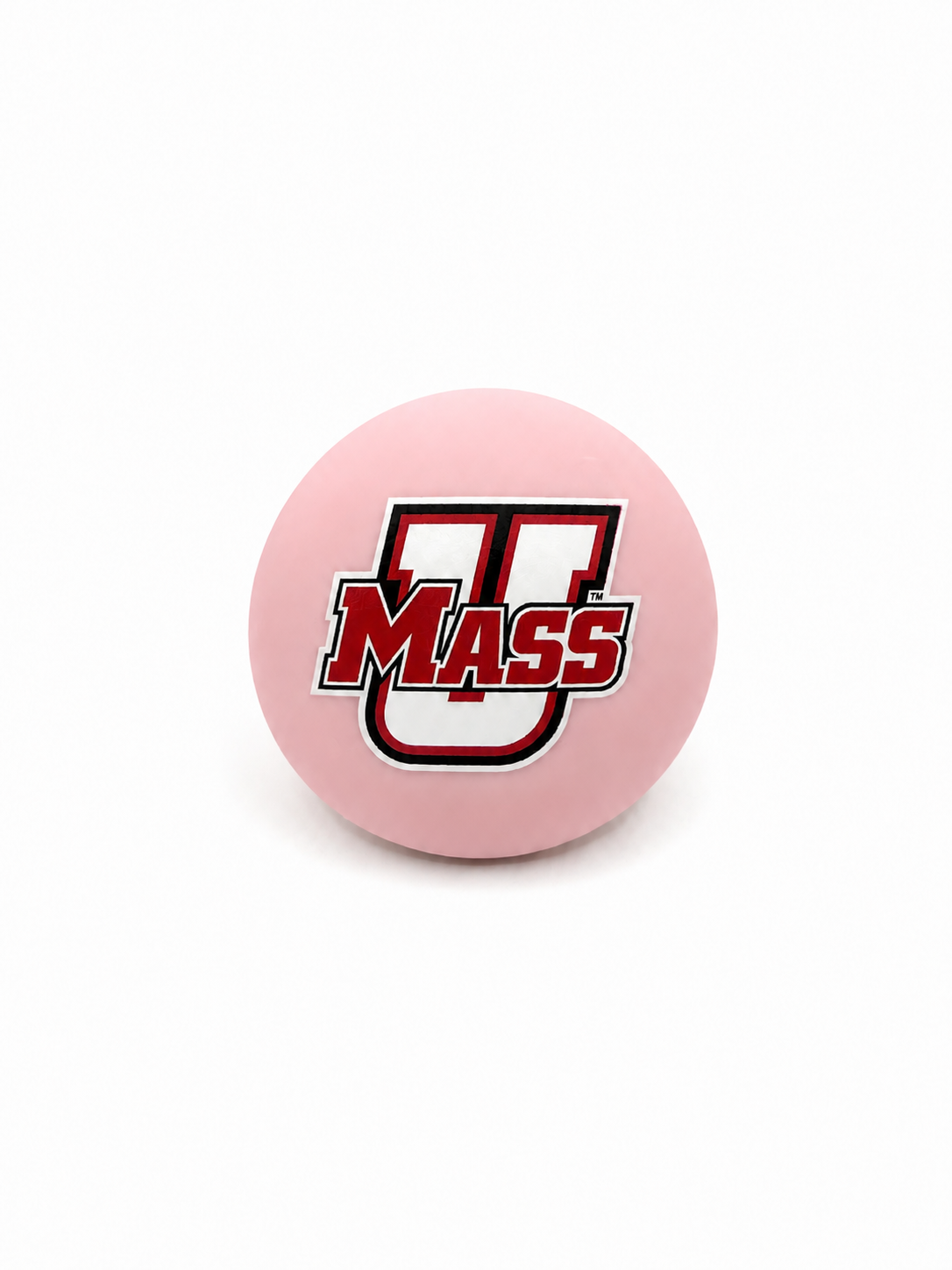 University of Massachusetts UMass Secondary pacifier cover design, close-up view