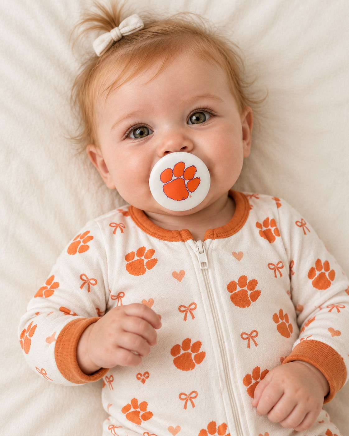 Clemson - Tiger Paw pacifier cover lifestyle photo