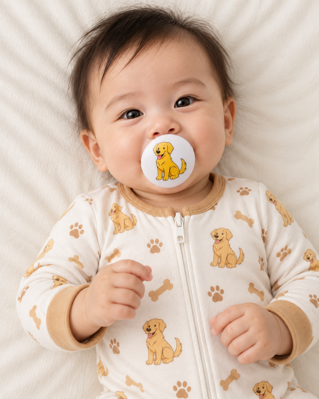 Golden Retriever pacifier cover lifestyle photo