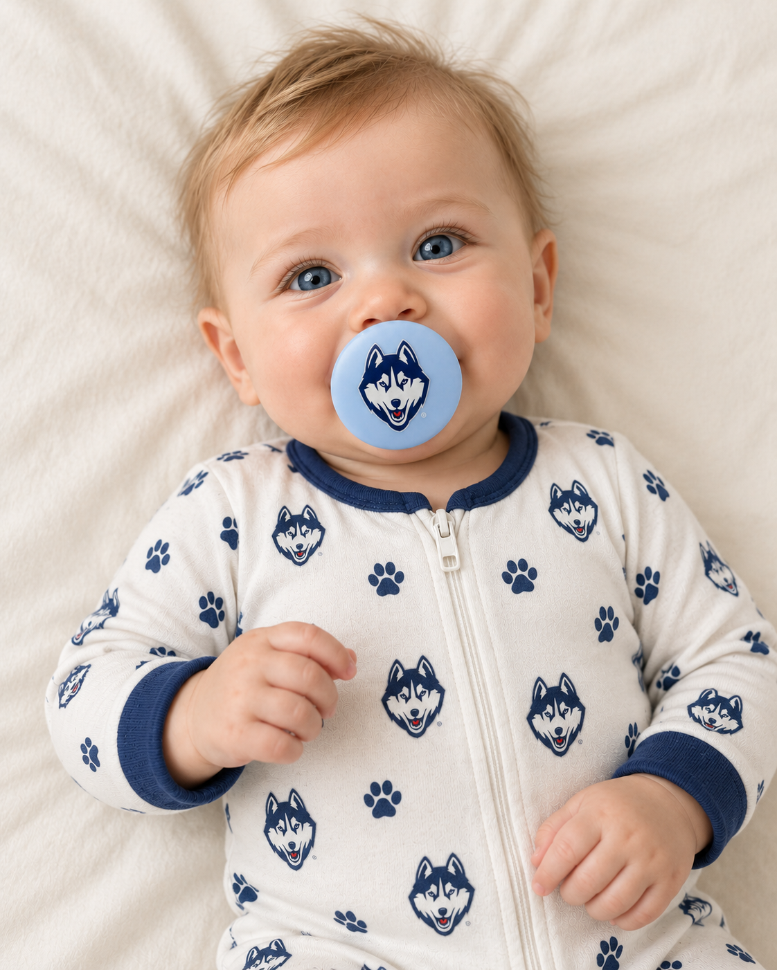 UConn - Husky pacifier cover lifestyle photo