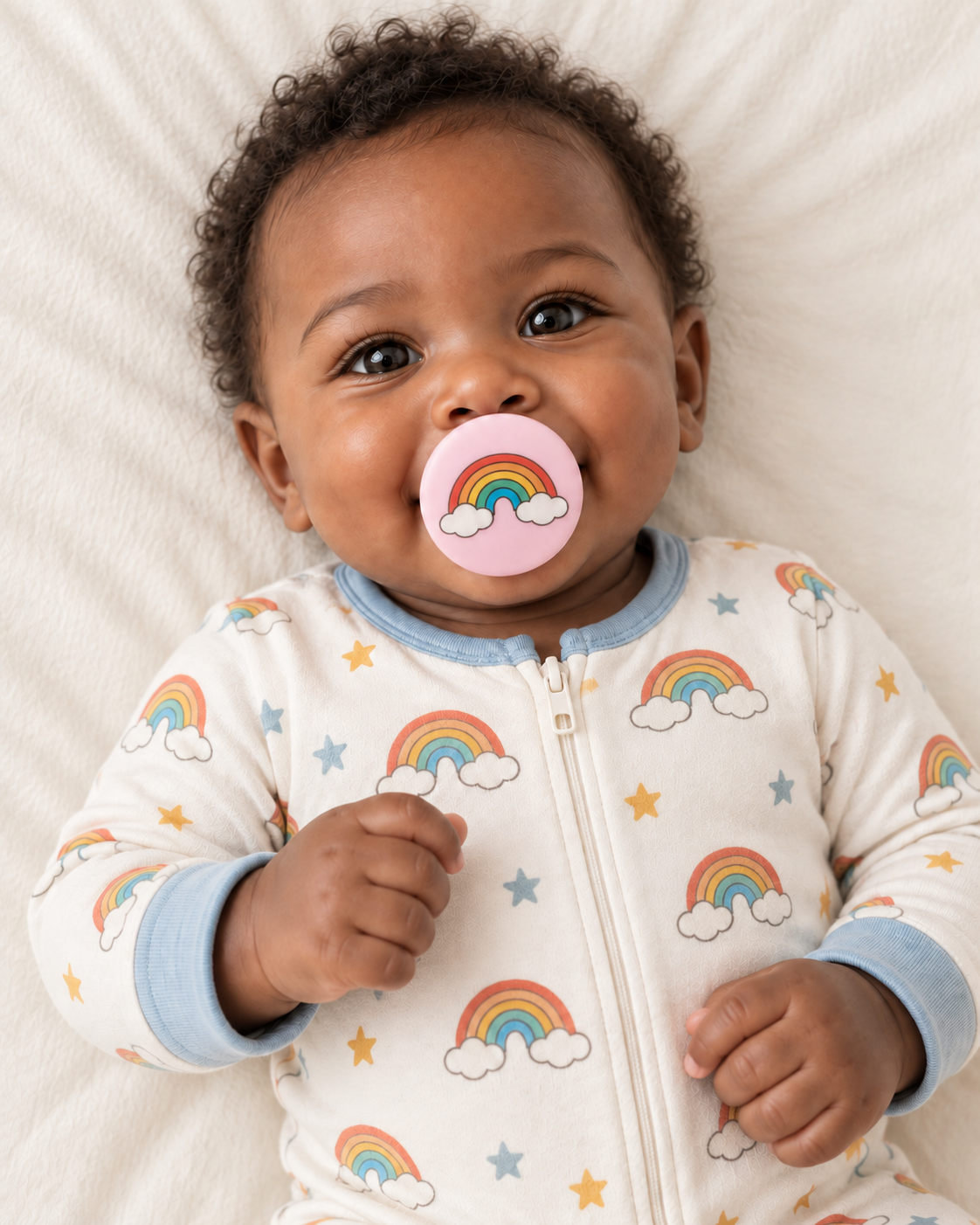 Rainbow pacifier cover lifestyle photo