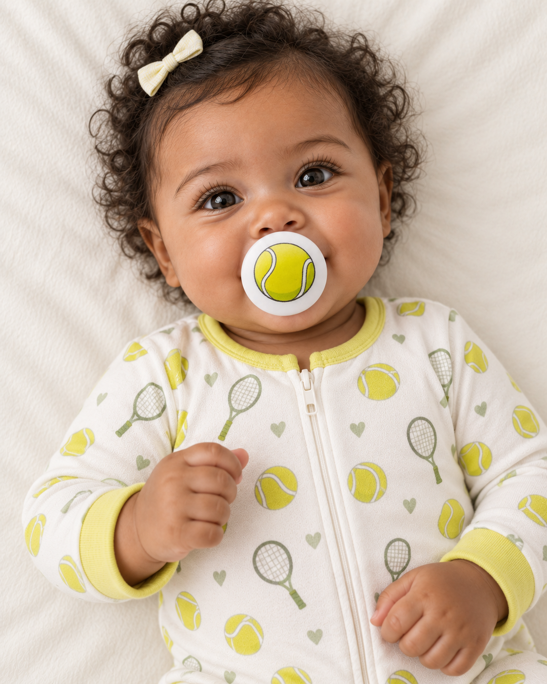 Tennis Ball pacifier cover lifestyle photo