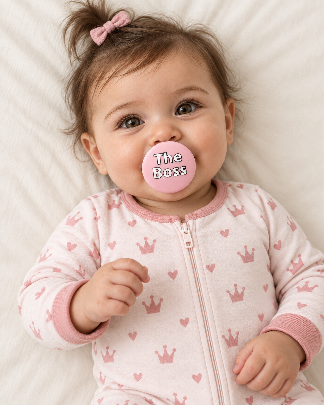 The Boss pacifier cover lifestyle photo