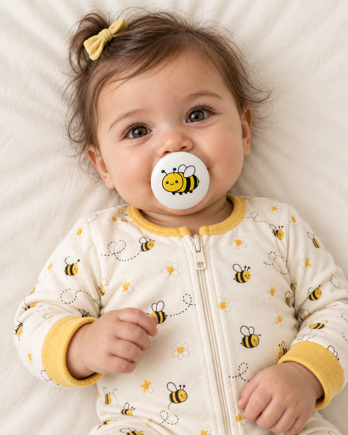 Bumblebee pacifier cover lifestyle photo