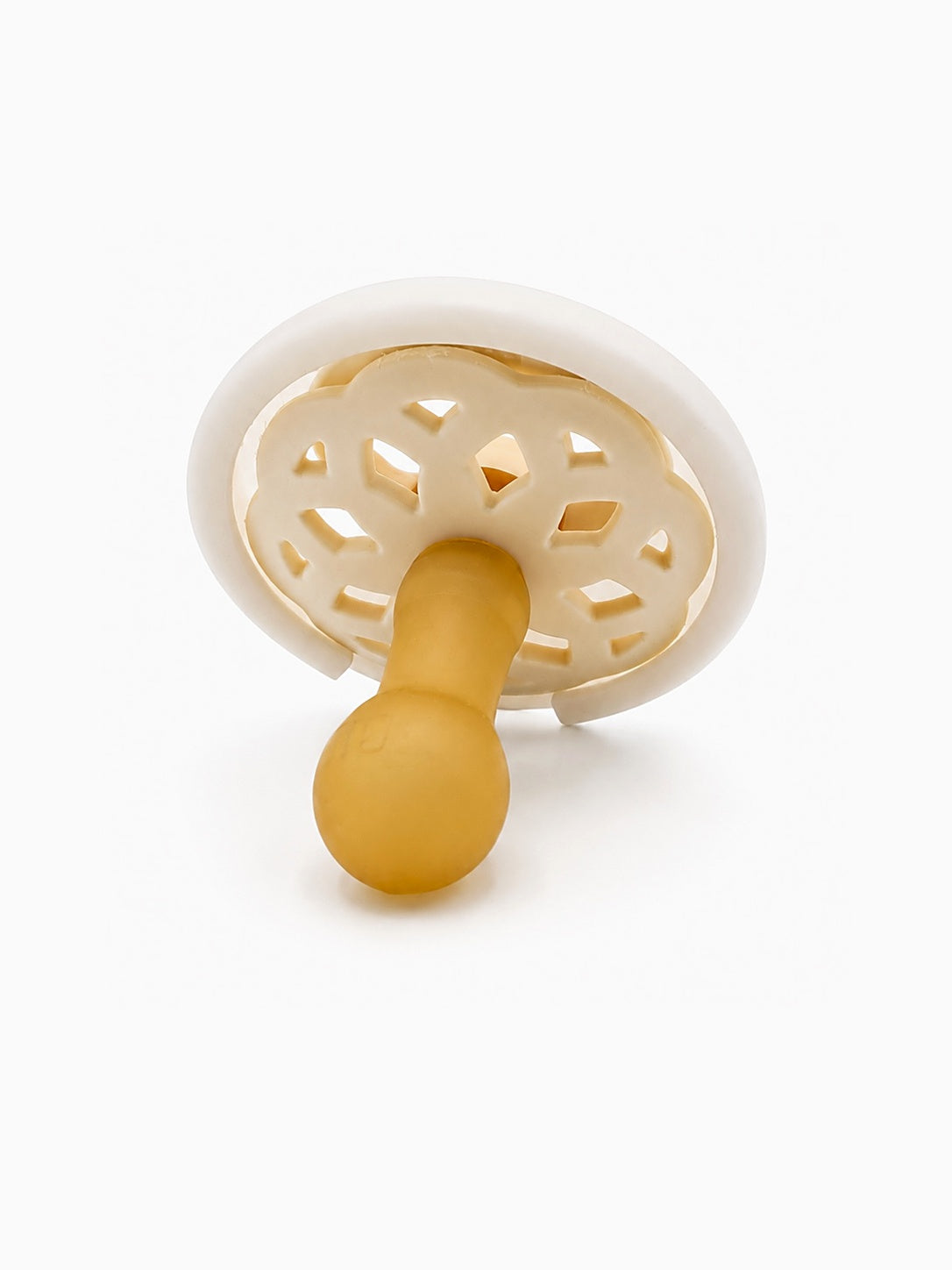 Perfect Paci pacifier cover installed on a pacifier, angled view alternate