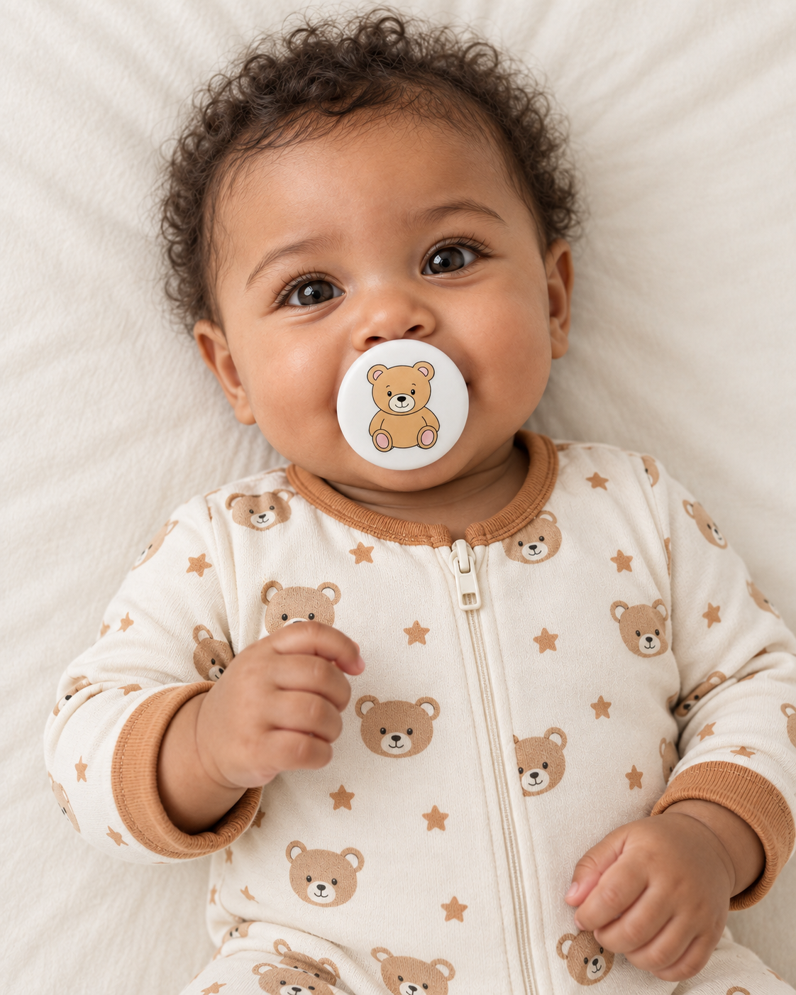 Teddy pacifier cover lifestyle photo