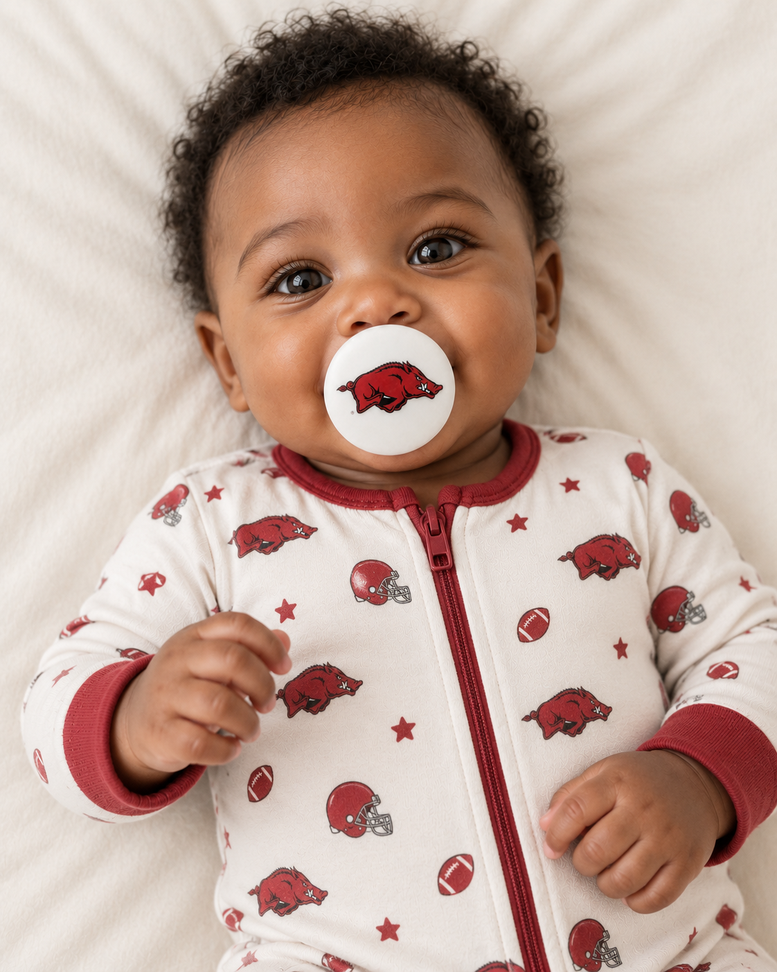 University of Arkansas - Razorback pacifier cover lifestyle photo